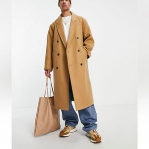 Longline Double Breasted Camel Wool Mixed Coat